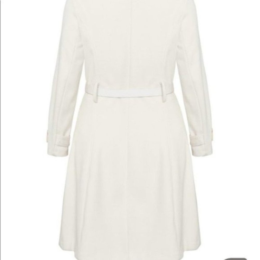 City Chic Cream Color Faux Fur Belted Winter Coat - Picture 4 of 12